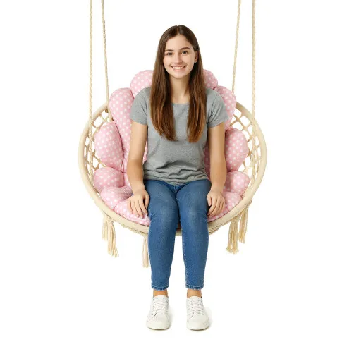 Różowa huśtawka bocianie gniazdo Karlos