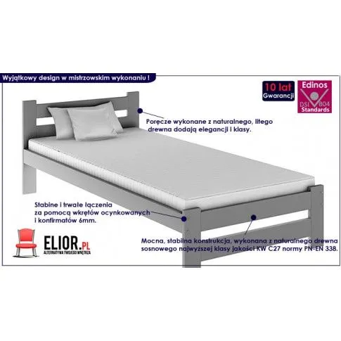 Fotografia Jednoosobowe łóżko Gersa 90x200 - szare z kategorii Pokój dziecięcy