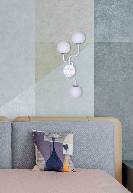 Biały kinkiet z 3 szklanymi kloszami S760-Lonrix