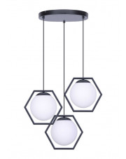 Geometryczna lampa z 3 szklanymi zwisami - S771-Hona w sklepie Edinos.pl