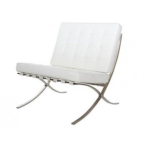 Zdjęcie produktu Designerski biały fotel wypoczynkowy - Vilis.