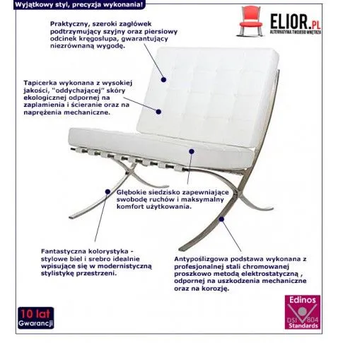 Fotografia Designerski biały fotel wypoczynkowy - Sibbek z kategorii Fotele do salonu
