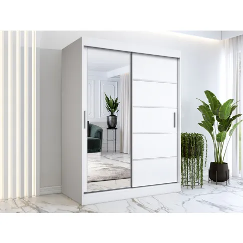 Wizualizacja aranżacji z szafą przesuwną 150cm biały mat Felix 4X