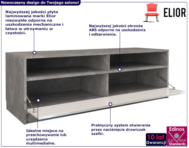 Stolik pod telewizor do nowoczesnego salonu Nosa infografika