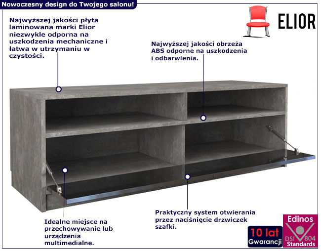 Stolik pod RTV do nowoczesnego salonu Nosa infografika