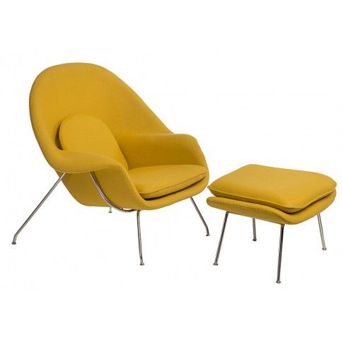 Zdjęcie produktu Fotel wypoczynkowy z podnóżkiem Pai - żółty.