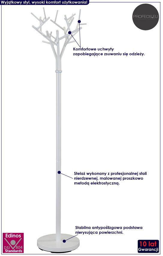 Biały wieszak drzewko na ubrania Uzet 11X