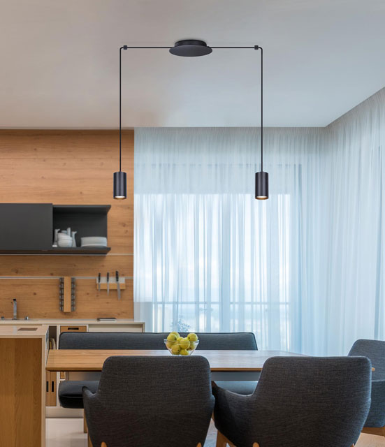 Czarna lampa wisząca z dwoma zwisami G286-Balto
