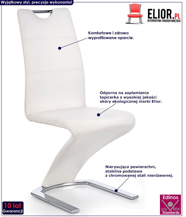 Białe krzesło w nowoczesnym stylu Diskin
