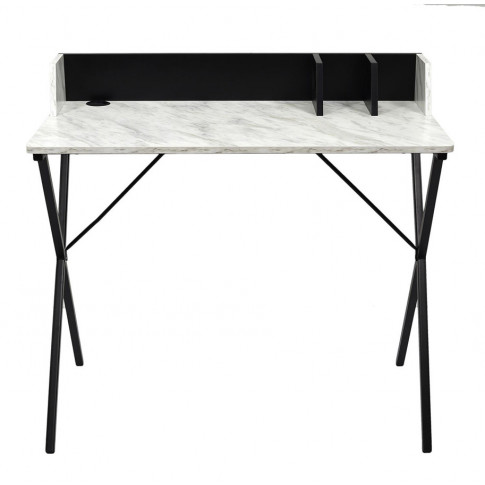 Zdjęcie produktu Industrialne biurko z metalowym stelażem marmur + czarny - Erys.