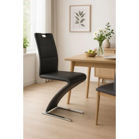 Zdjęcie nowoczesne czarne krzesło na płozach - Akcjo | Edinos.pl