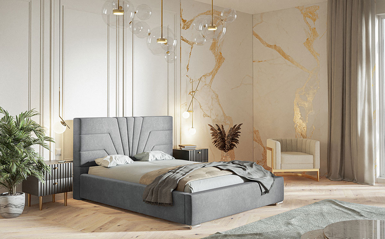 Wizualizacja z tapicerowanym łóżkiem Armand 3X