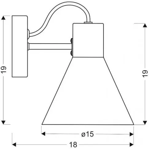 wymiary metalowego industrialnego kinkietu do salonu k105 fario