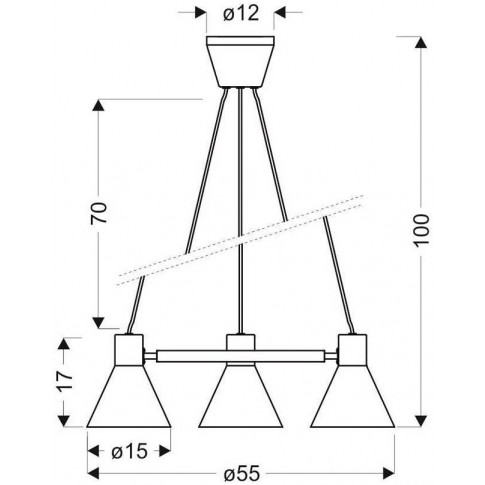 wymiary loftowej potrójnej czarnej lampy wiszacek k106 rago