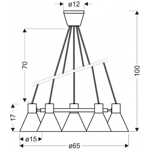 wymiary metalowej lampy wiszącej do loftu k107 rago