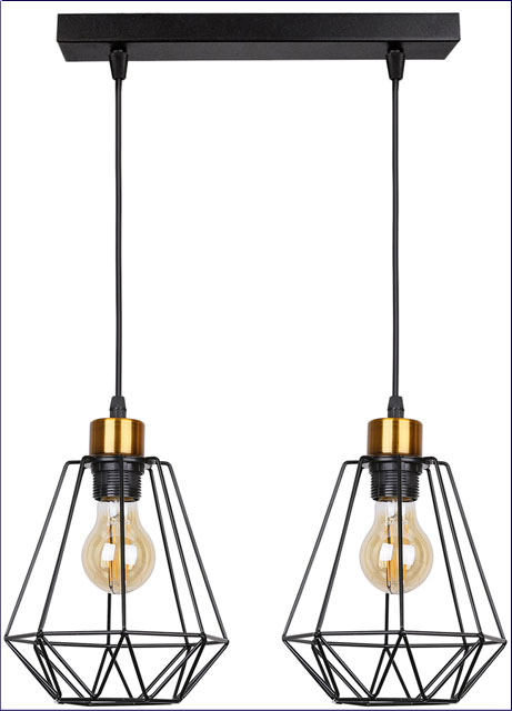 Salon z zastosowaniem drucianej lampy wiszącej K108-WIgo