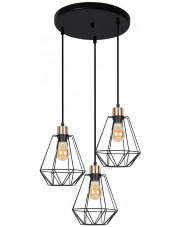 Czarna potrójna lampa wisząca w stylu loftowym - K116-Wigo w sklepie Edinos.pl