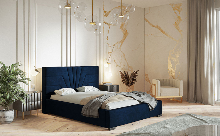 Wizualizacja z tapicerowanym łóżkiem Armand 4X