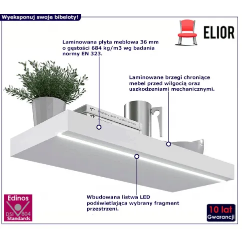 Półka ścienna z oświetleniem LED Filna