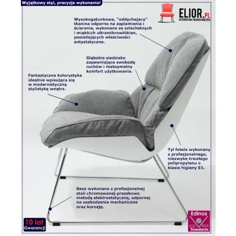 Fotografia Fotel wypoczynkowy Galias - szary z kategorii Fotele do salonu