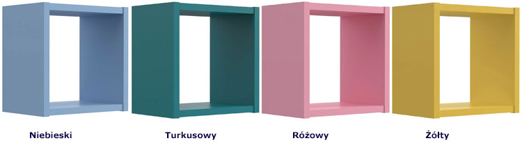 Kolory minimalistycznej półki typu kwadrat do salonu Limora