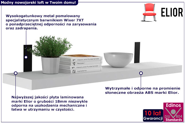 Infografika nowoczesnej półki ściennej industrialnej Ofer