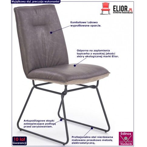 Fotografia Krzesło w stylu loft Viler 2X - popiel z kategorii Krzesła