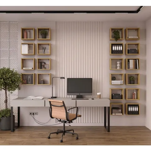 Wizualizacja wnętrza z półkami Hermos dąb artisan