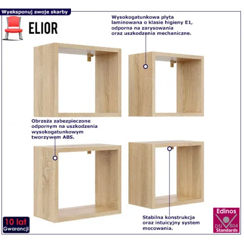 Nowoczesne półki wiszące Hermos dąb sonoma