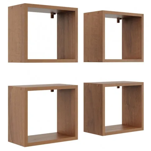 Zdjęcie produktu Kwadratowe półki ścienne w kolorze orzech - Sevios.