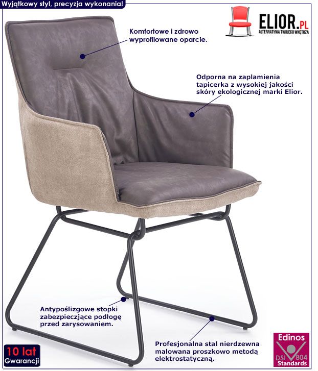 Szare krzesło w stylu loft Murano 3X