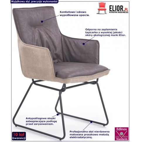 Fotografia Krzesło industrialne z podłokietnikami Viler 3X - popiel z kategorii Krzesła