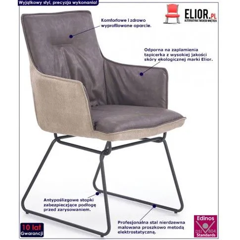 Fotografia Krzesło industrialne z podłokietnikami Murano 3X - popiel z kategorii Krzesła