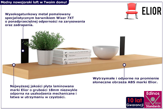 Infografika nowoczesnej półki ściennej industrialnej Ofer