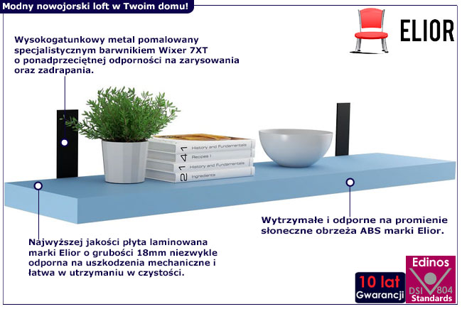 Infografika nowoczesnej półki do salonu Ermo