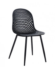 Czarne krzesło z ażurowym oparciem - Togen w sklepie Edinos.pl