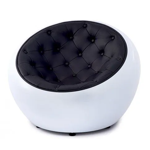 Zdjęcie produktu Fotel okrągły Kalia 2 - biało - czarny.