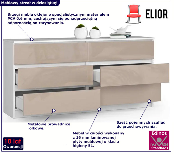 Komoda Kali 4X biały+cappuccino