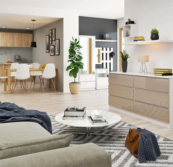 Nowoczesna komoda Kali 4X biały+cappuccino