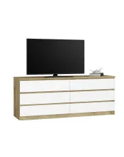 Komoda RTV z szufladami dąb artisan + biały - Kali 3X w sklepie Edinos.pl