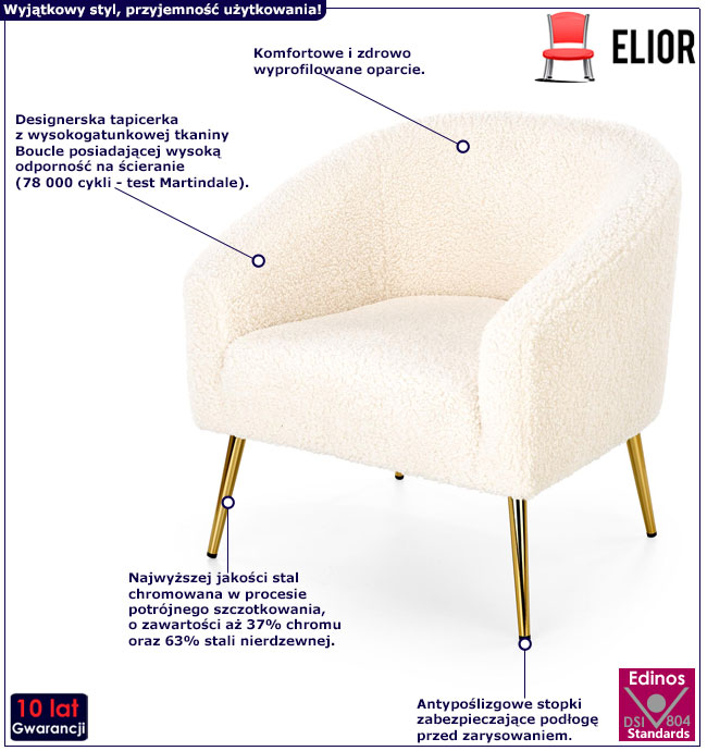 Kremowy nowoczesny fotel Todis 3X