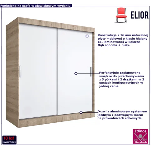 Przesuwna szafa dąb sonoma biały Corina 5X