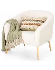 Nowoczesny fotel wypoczynkowy boucle kremowy+naturalny  - Rea 4X w sklepie Edinos.pl