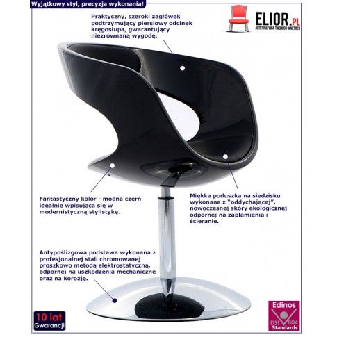 Fotografia Fotel obrotowy Lippi - czarny z kategorii Fotele do salonu