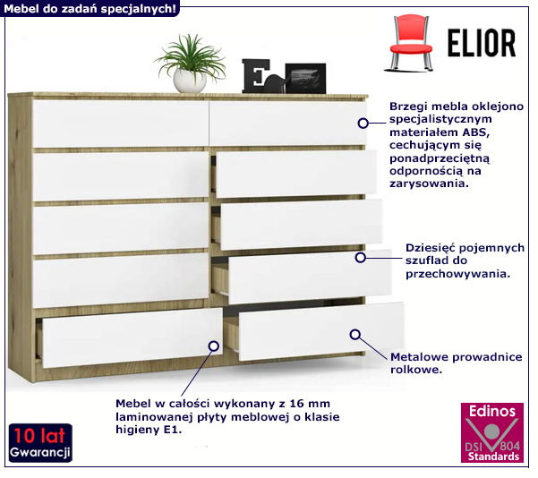 Komoda Entira 3X dąb artisan+biały