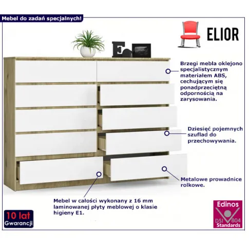 Komoda z szufladami Deos 3X dąb artisan biały