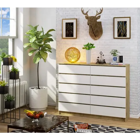 Wizualizacja komody Deos 3X dąb artisan biały