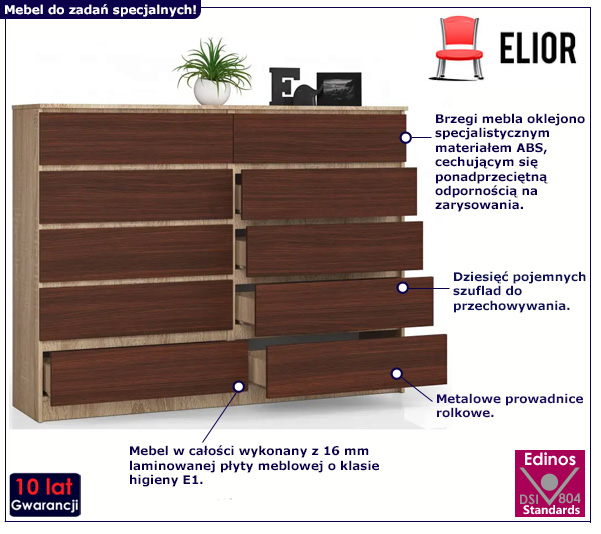 Komoda Entira 3X dąb sonoma+wenge