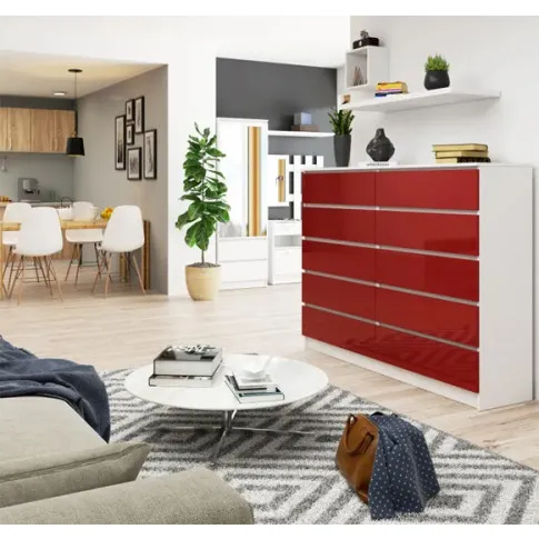 Wizualizacja komody Deos 4X biały czerwony