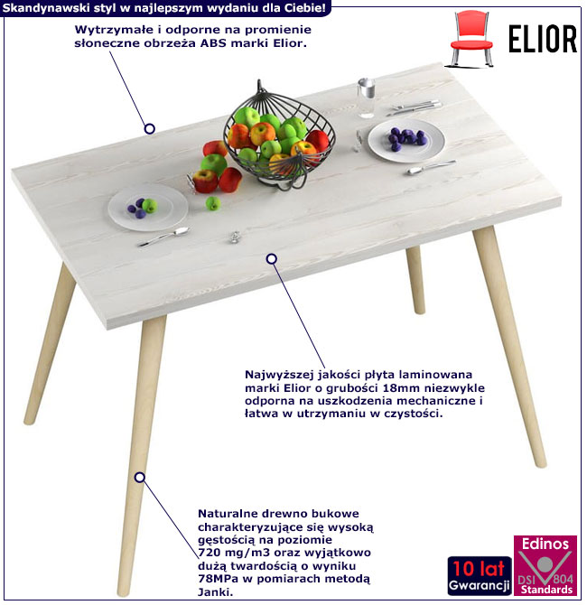 Infografika stołu do kuchni w stylu nowoczesnym Mirea